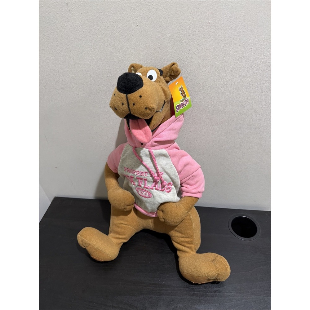 Six Flags Scooby Doo Plush Property Of Six Flags XXL Pink Hoodie BRAND NEW 18"